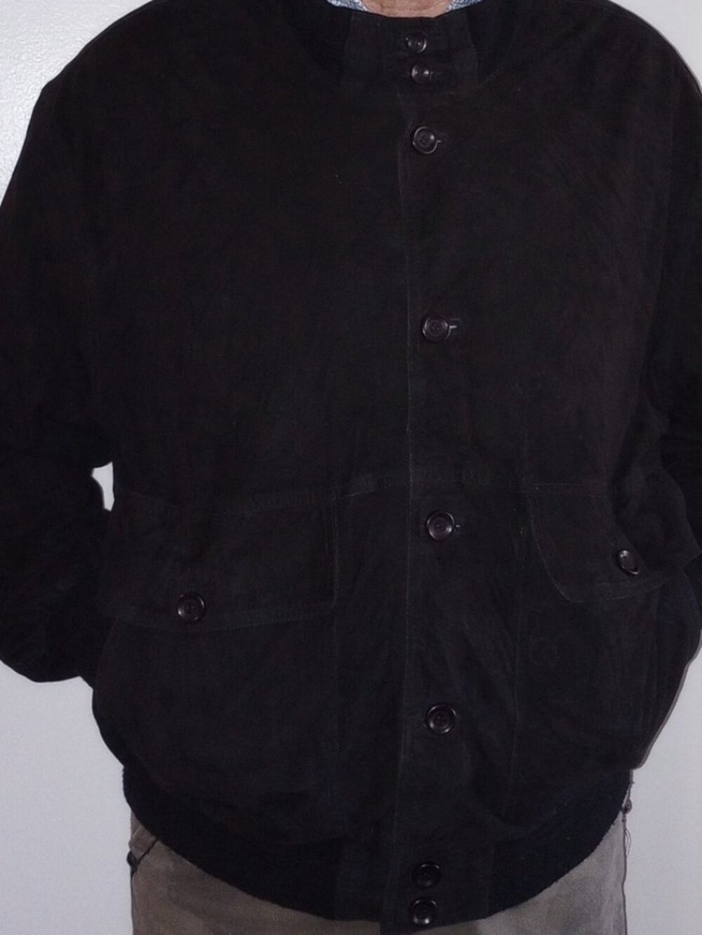 Men's black Studio Milano blazer made of Italian suede, size L,